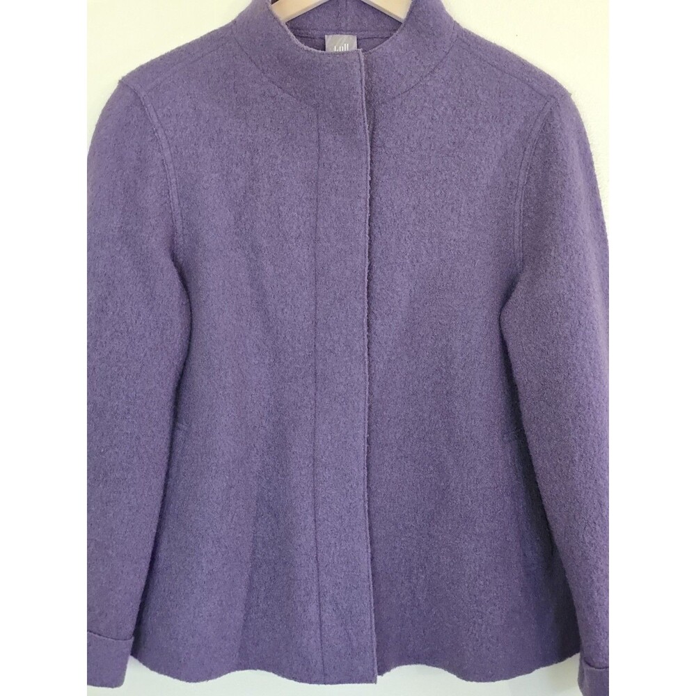 J Jill Pure Jill 100% Wool Jacket Purple Boiled Wool Button Front Petite Small - Picture 5 of 12